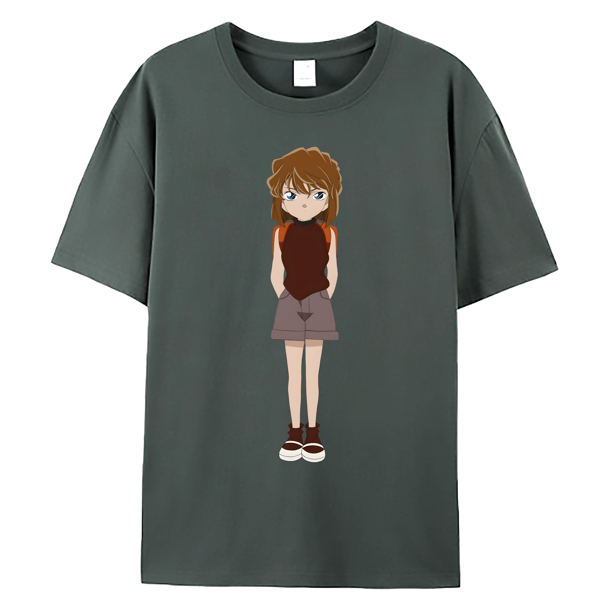 （画像用） 名探偵コナン 灰原 哀 はいばら あい Detective Conan Anita Hailey、Vi Graythorn Haibara Ai 綿100％ メンズ半袖Tシャツ｜肌触りやわらか＆通気性